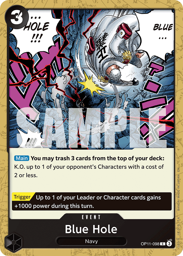 Blue Hole OP11-098 card, A Fist Of Divine Speed