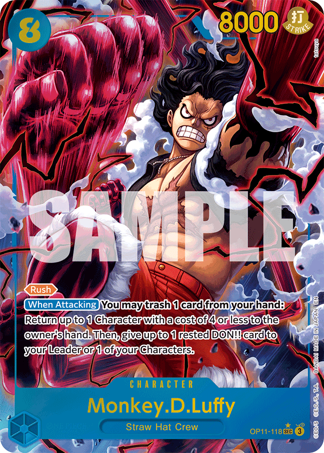 Monkey.D.Luffy OP11-118 Alt Art card, A Fist Of Divine Speed