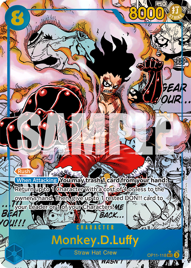 Monkey.D.Luffy OP11-118 Manga Alt Art card, A Fist Of Divine Speed