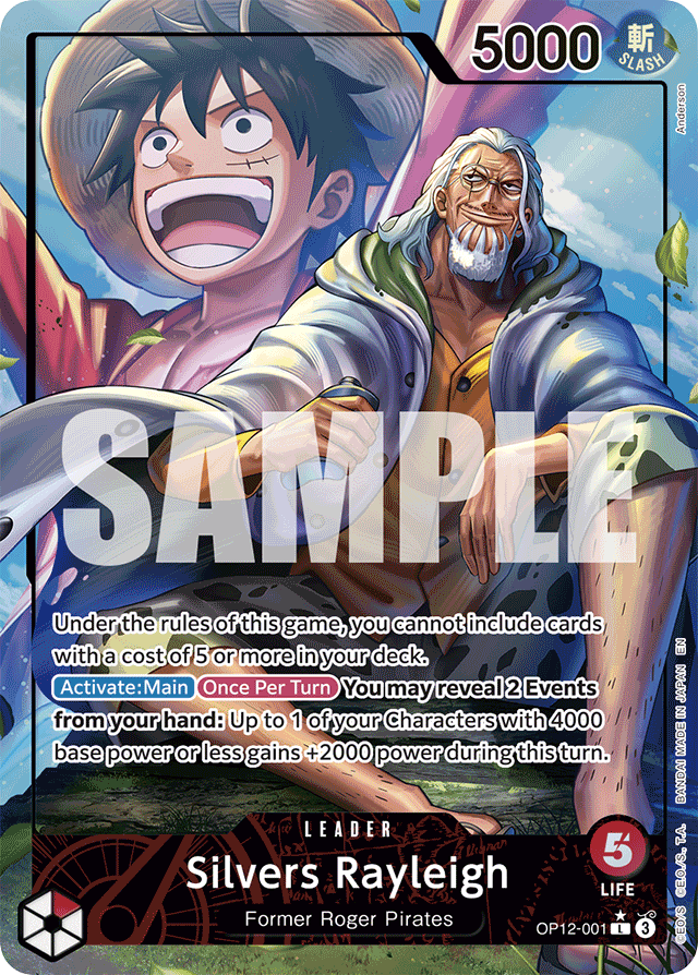 Silvers Rayleigh OP12-001 Alt Art card, Legacy of the Master