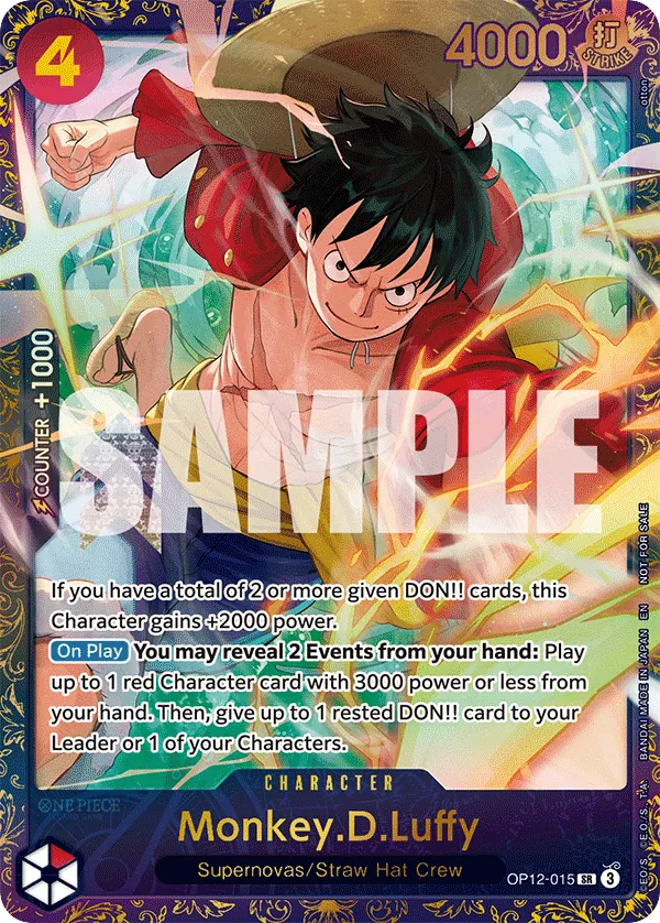 Monkey.D.Luffy OP12-015 Treasure Cup Alt Art card, Legacy of the Master