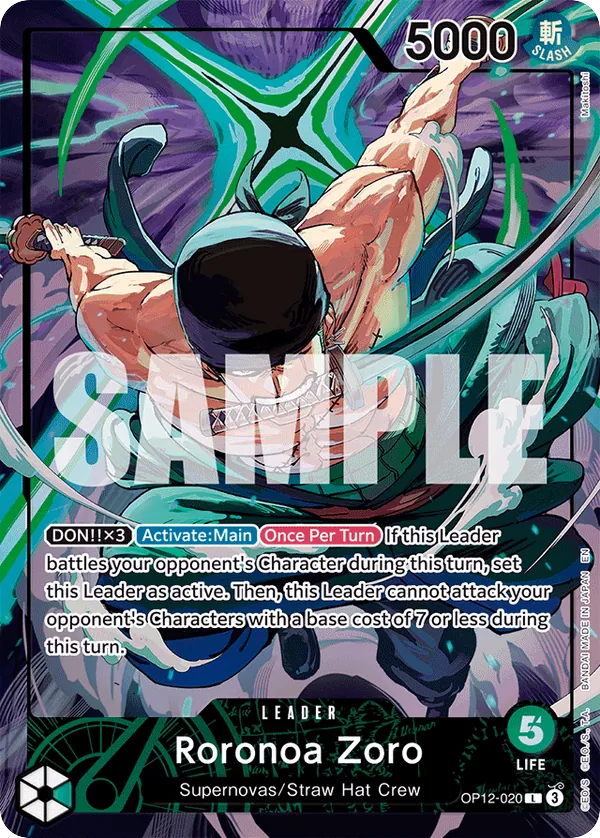 Roronoa Zoro OP12-020 Limited Edition Vol. 4 Alt Art card, Legacy of the Master