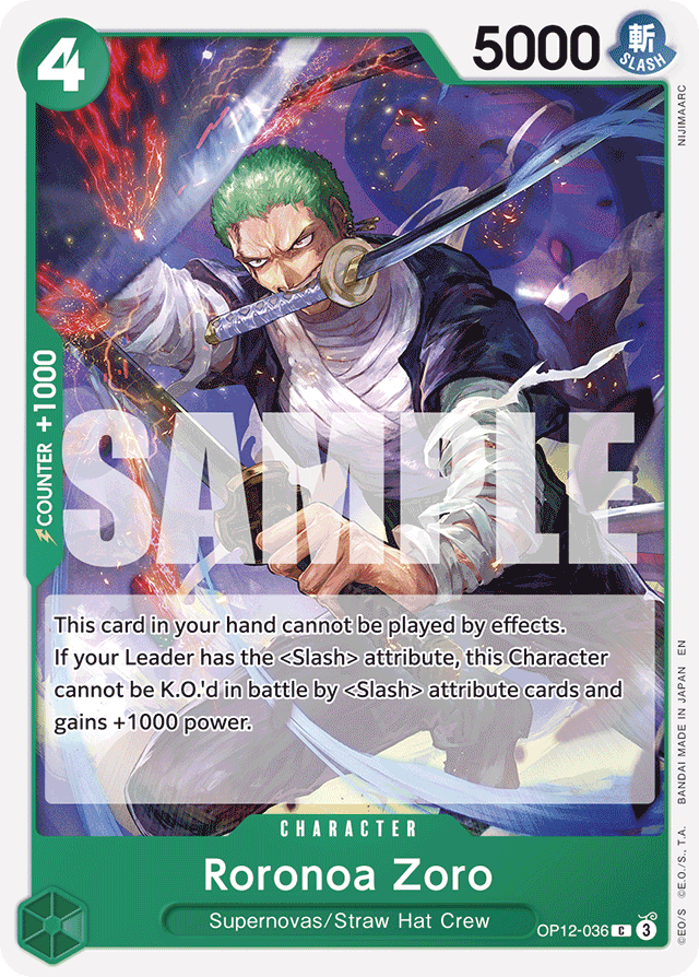 Roronoa Zoro OP12-036 card, Legacy of the Master