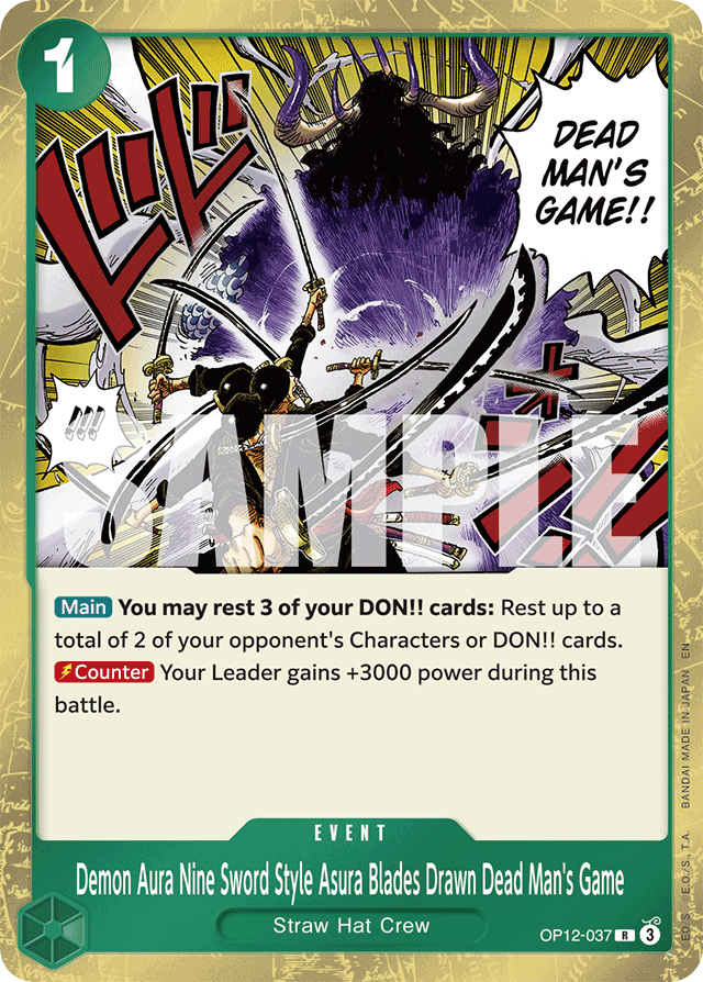 Demon Aura Nine Sword Style Asura Blades Drawn Dead Man's Game OP12-037 card, Legacy of the Master