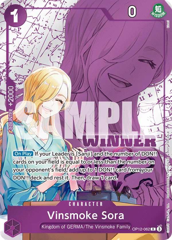 Vinsmoke Sora OP12-062 Winner Stamp card, Legacy of the Master