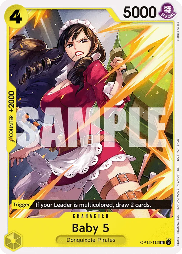 Baby 5 OP12-112 Tournament Pack Vol. 1 Alt Art card, Legacy of the Master