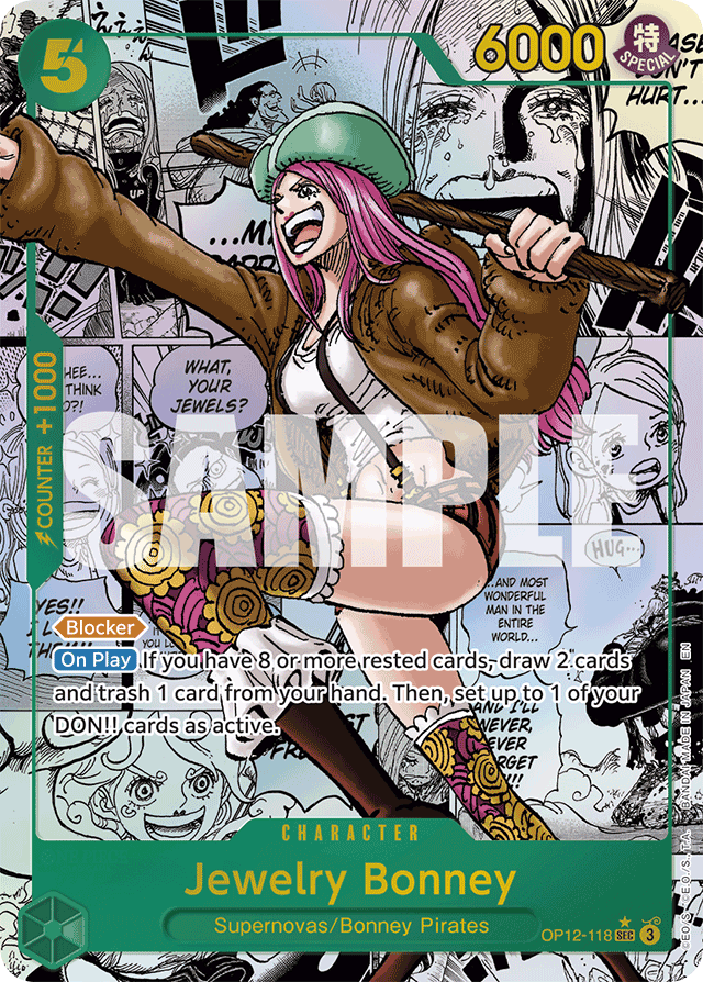 Jewelry Bonney OP12-118 Manga Alt Art card, Legacy of the Master