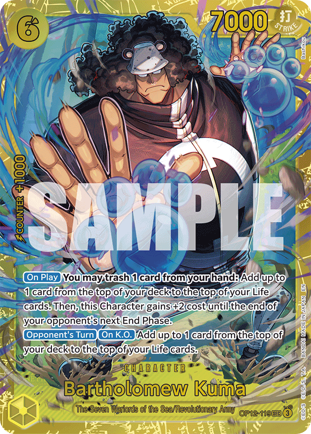 Bartholomew Kuma OP12-119 card, Legacy of the Master