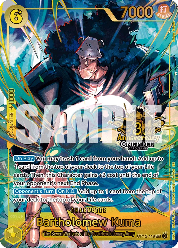 Bartholomew Kuma OP12-119 Third Anniversary card, Legacy of the Master