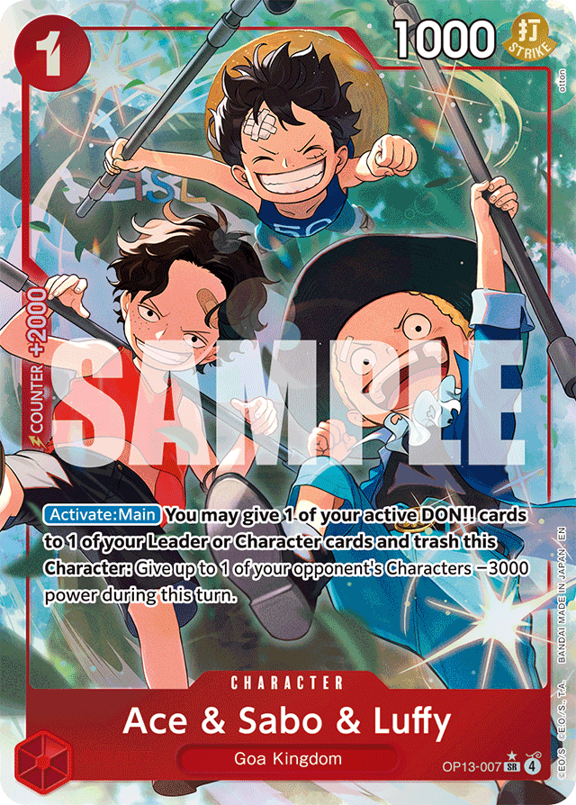 Ace & Sabo & Luffy OP13-007 Alt Art card, Carrying On His Will