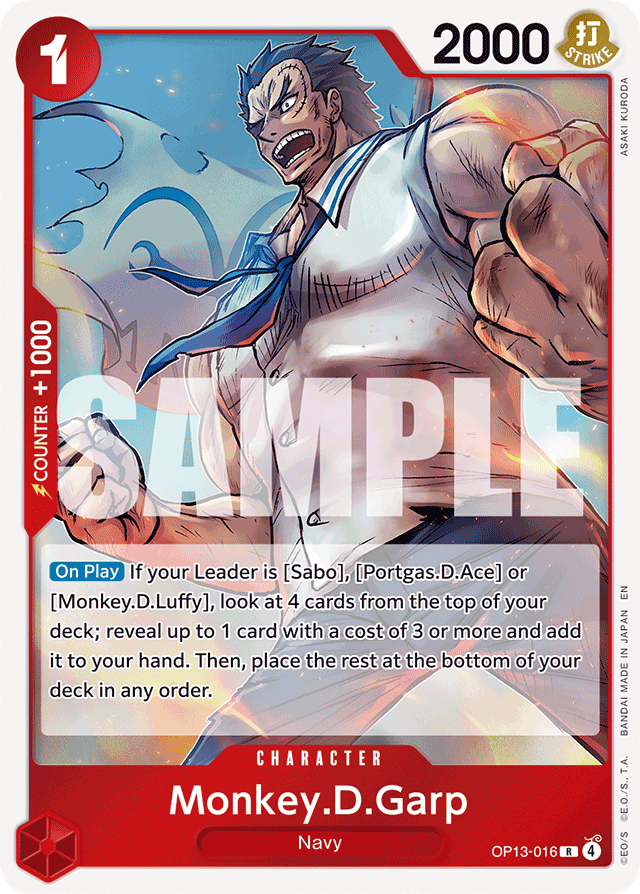 Monkey.D.Garp OP13-016 card, Carrying On His Will