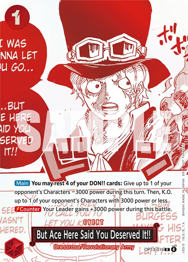 But Ace Here Said You Deserved It!! OP13-019 Third Anniversary Alt Art card, Carrying On His Will