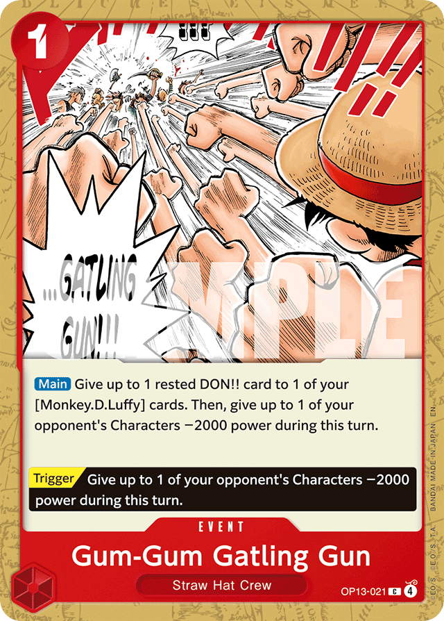 Gum-Gum Gatling Gun OP13-021 card, Carrying On His Will