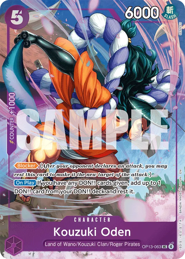 Kouzuki Oden OP13-063 Best Selection Vol. 5 Alt Art card, Carrying On His Will