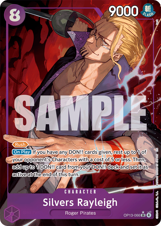 Silvers Rayleigh OP13-066 Alt Art card, Carrying On His Will