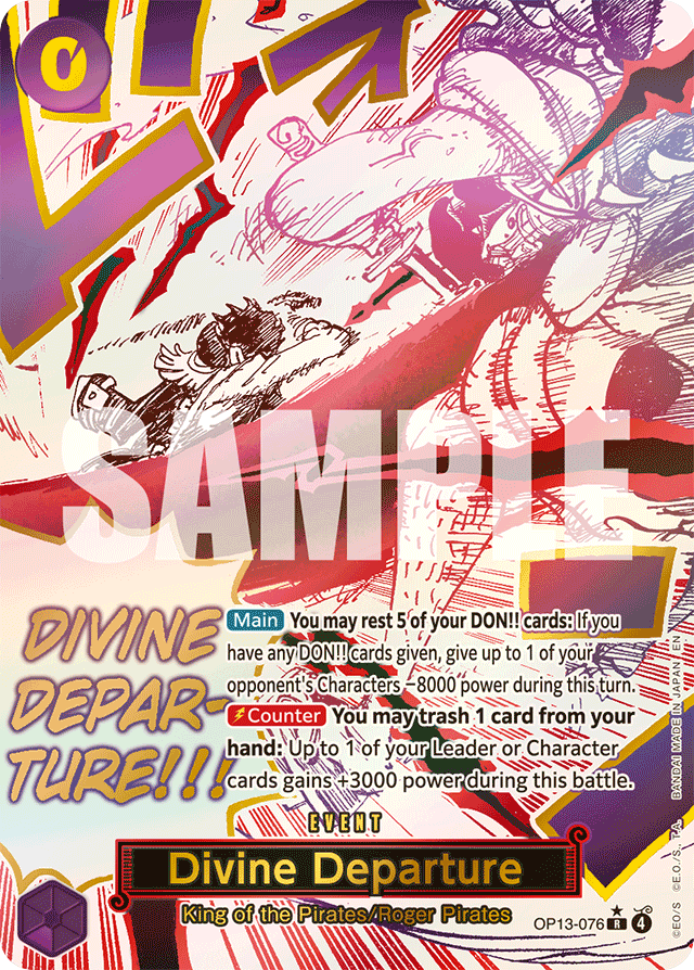 Divine Departure OP13-076 Alt Art card, Carrying On His Will