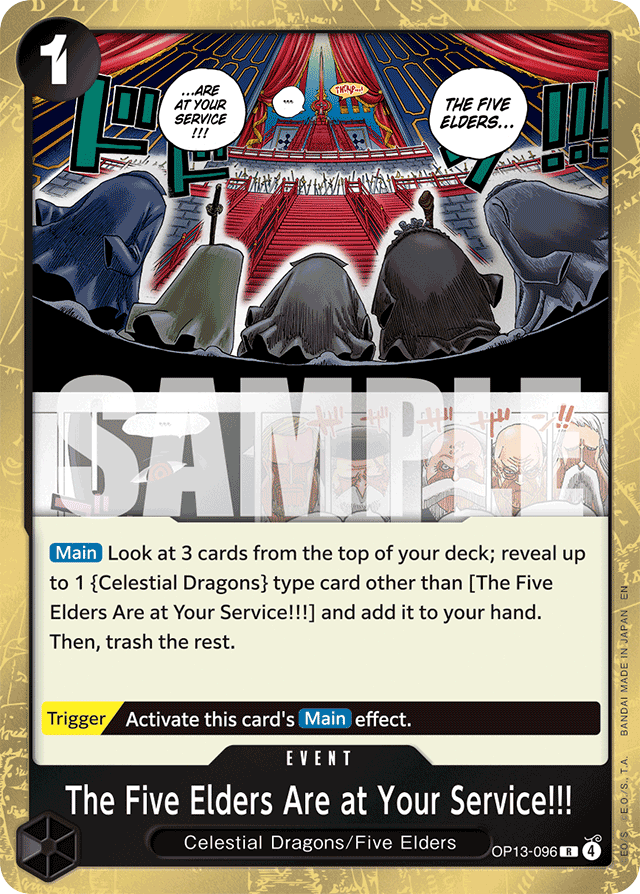 The Five Elders Are at Your Service!!! OP13-096 card, Carrying On His Will
