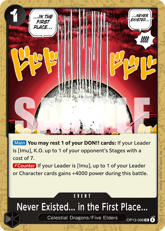 Never Existed... in the First Place... OP13-098 card, Carrying On His Will