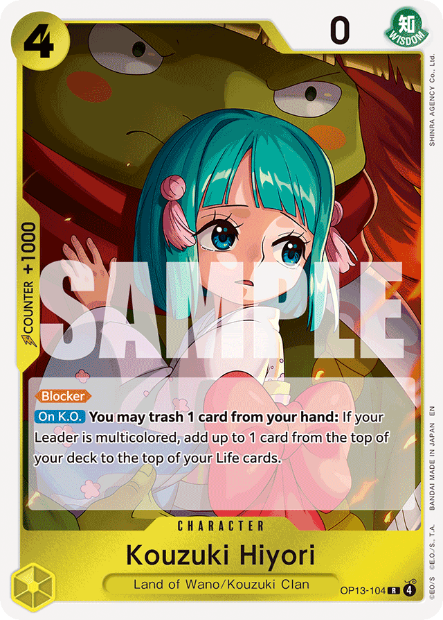 Kouzuki Hiyori OP13-104 card, Carrying On His Will