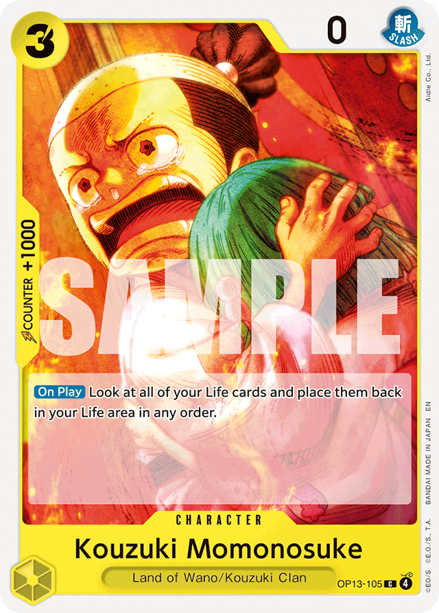 Kouzuki Momonosuke OP13-105 card, Carrying On His Will