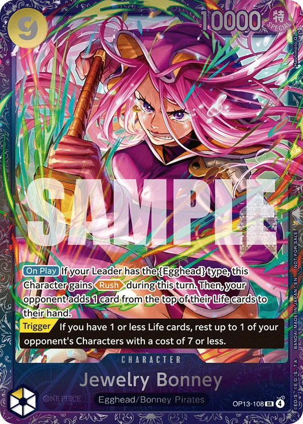 Jewelry Bonney OP13-108 Treasure Cup Alt Art card, Carrying On His Will