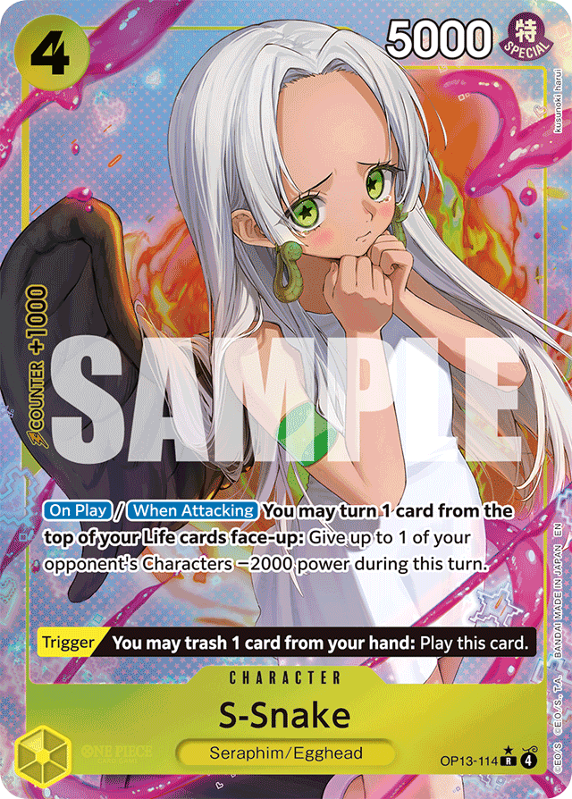 S-Snake OP13-114 Alt Art card, Carrying On His Will