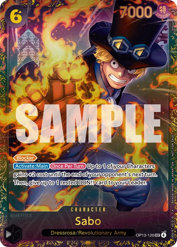 Sabo OP13-120 Store Treasure Cup Alt Art card, Carrying On His Will