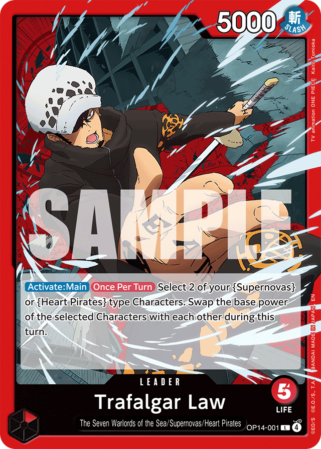 Trafalgar Law OP14-001 card, The Azure Sea's Seven