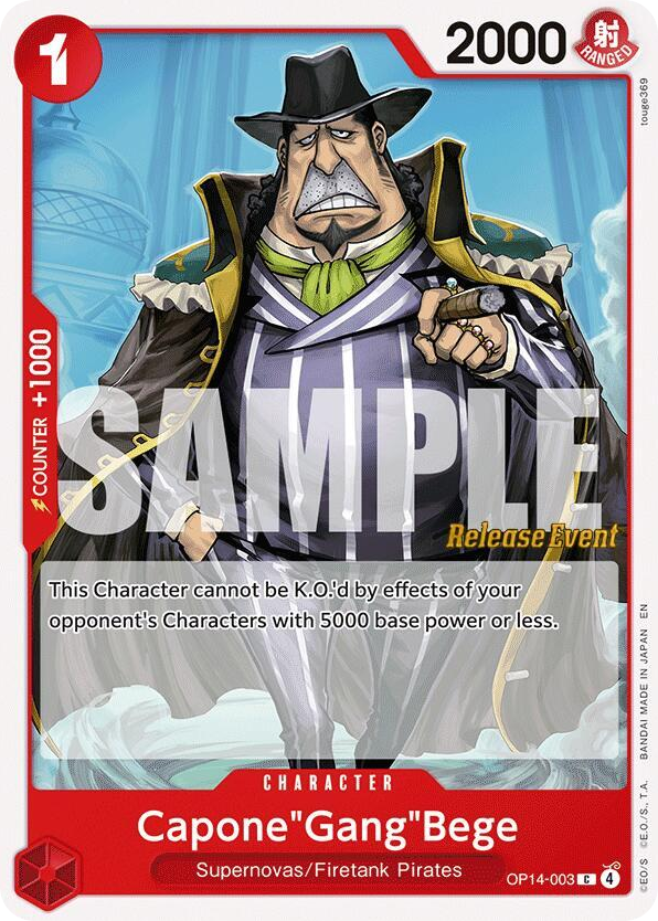 Capone"Gang"Bege OP14-003 Release Event Stamp card, The Azure Sea's Seven