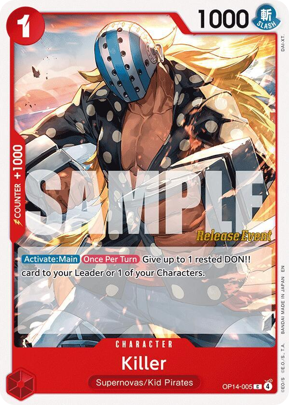 Killer OP14-005 Release Event Stamp card, The Azure Sea's Seven