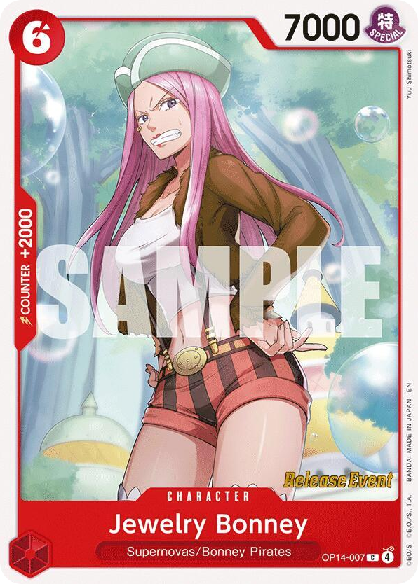 Jewelry Bonney OP14-007 Release Event Stamp card, The Azure Sea's Seven