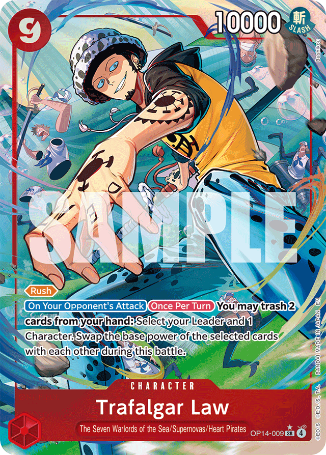 Trafalgar Law OP14-009 Alt Art card, The Azure Sea's Seven
