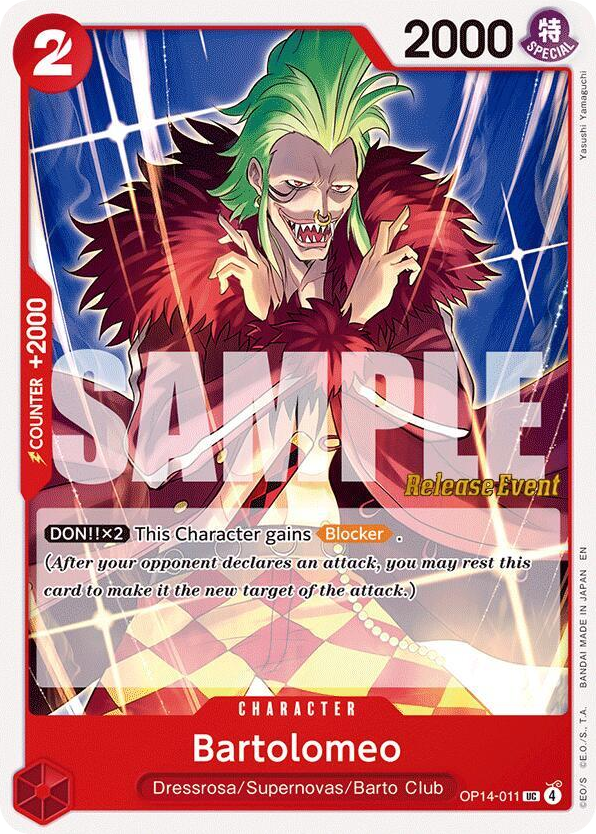 Bartolomeo OP14-011 Release Event Stamp card, The Azure Sea's Seven