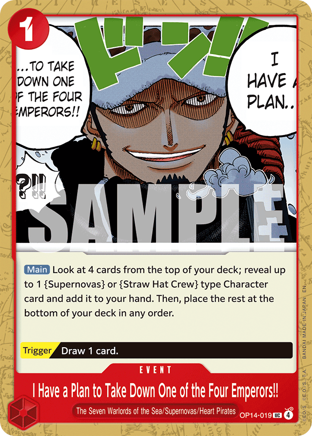 I Have a Plan to Take Down One of the Four Emperors!! OP14-019 card, The Azure Sea's Seven