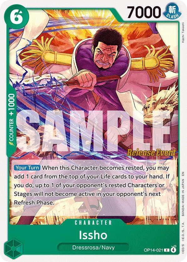 Issho OP14-021 Release Event Stamp card, The Azure Sea's Seven