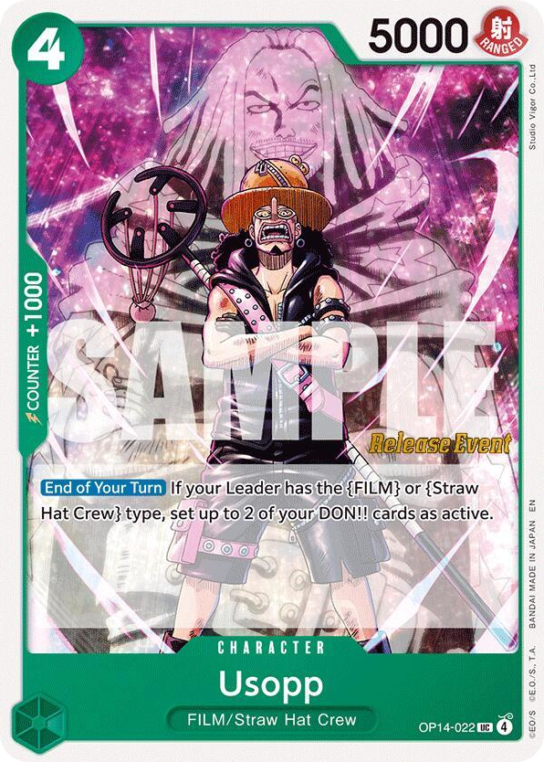 Usopp OP14-022 Release Event Stamp card, The Azure Sea's Seven