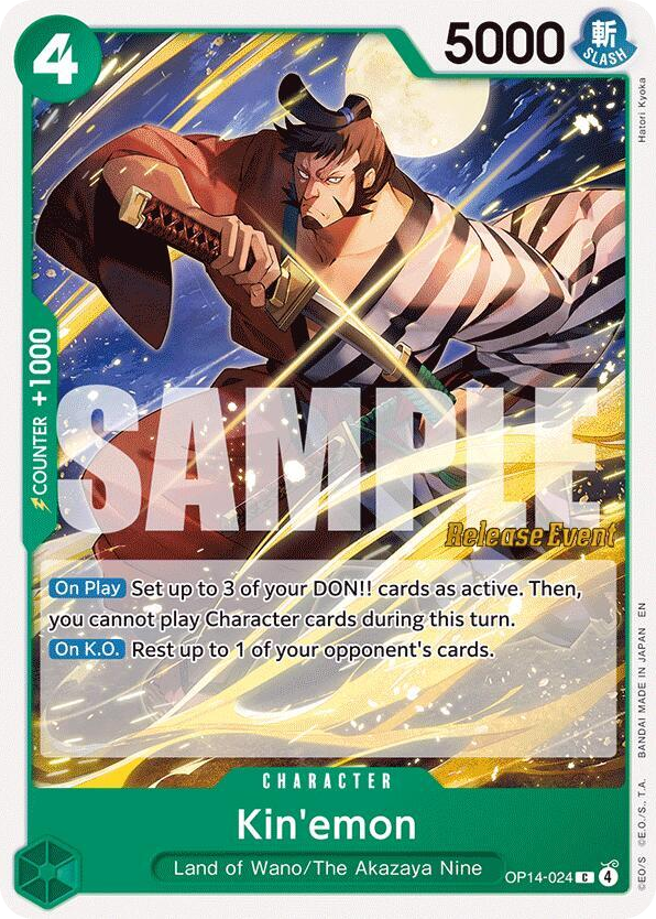 Kin'emon OP14-024 Release Event Stamp card, The Azure Sea's Seven