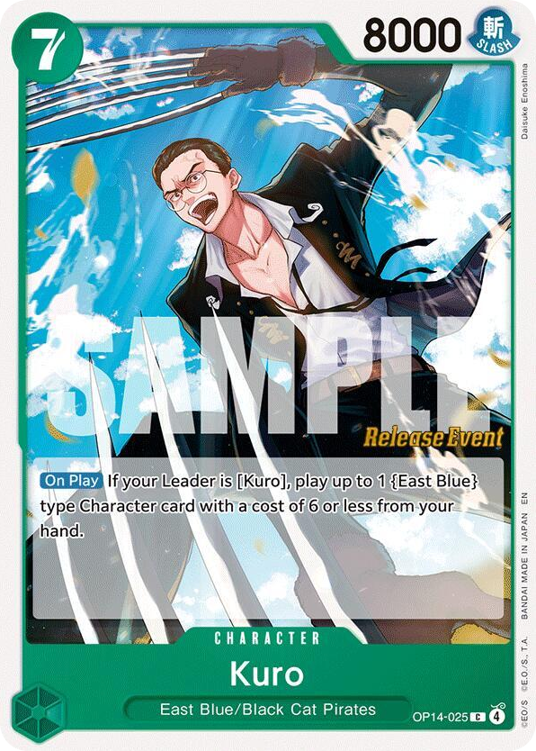 Kuro OP14-025 Release Event Stamp card, The Azure Sea's Seven
