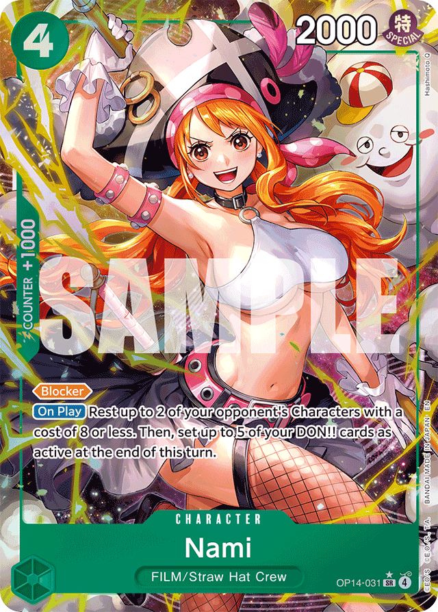 Nami OP14-031 Alt Art / Treasure Cup Alt Art card, The Azure Sea's Seven
