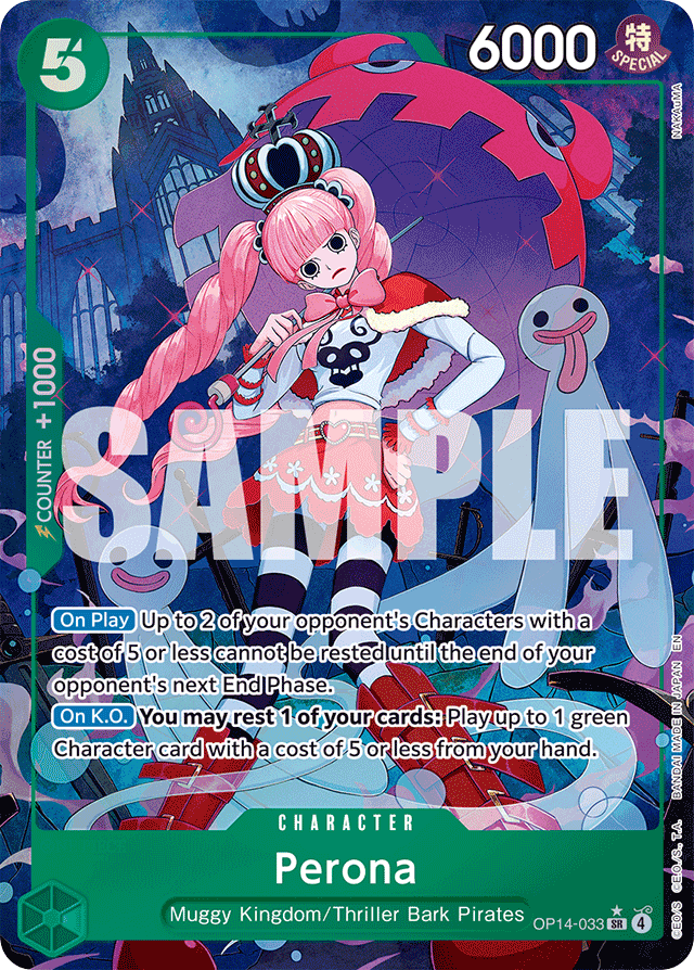 Perona OP14-033 Alt Art / Extra Grand Battle Alt Art card, The Azure Sea's Seven
