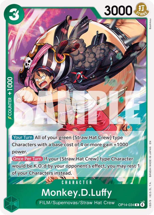 Monkey.D.Luffy OP14-034 card, The Azure Sea's Seven