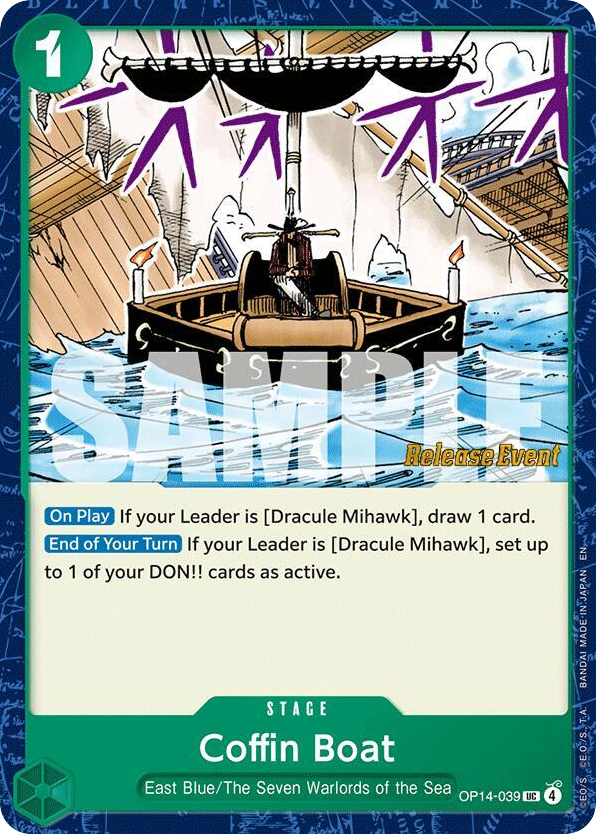 Coffin Boat OP14-039 Release Event Stamp card, The Azure Sea's Seven