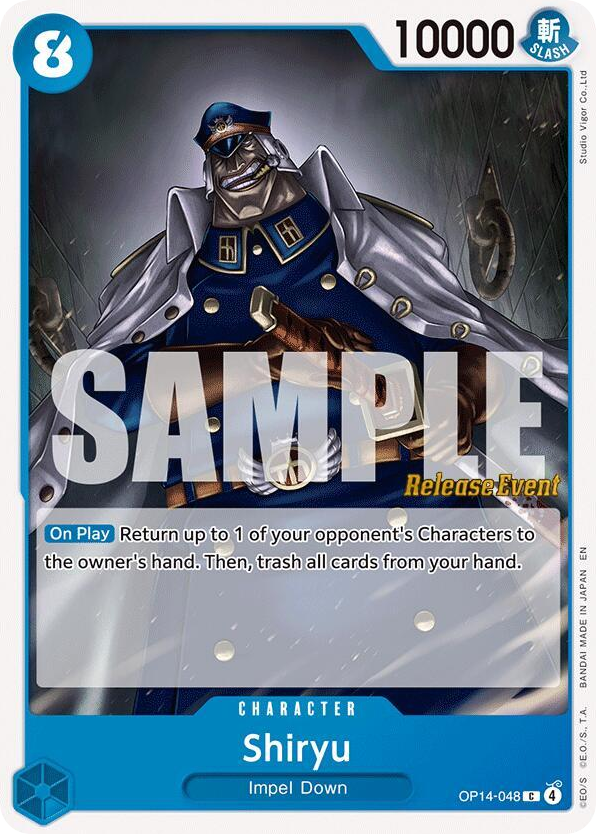 Shiryu OP14-048 Release Event Stamp card, The Azure Sea's Seven