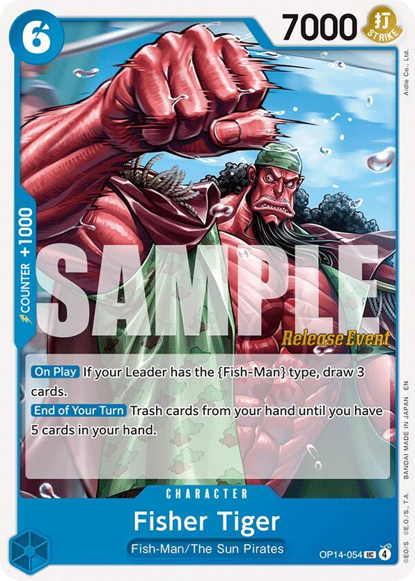 Fisher Tiger OP14-054 Release Event Stamp card, The Azure Sea's Seven
