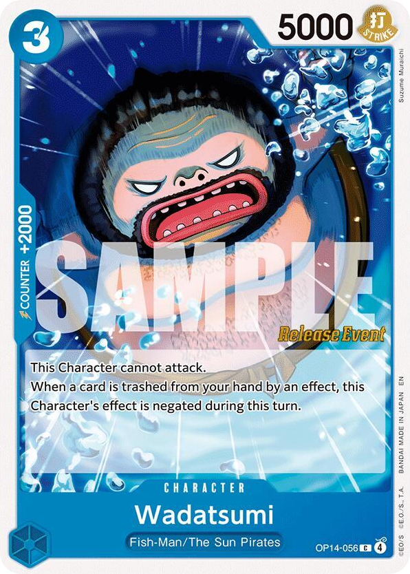 Wadatsumi OP14-056 Release Event Stamp card, The Azure Sea's Seven