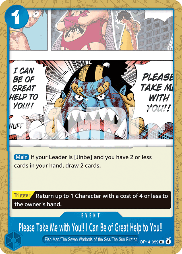 Please Take Me with You!! I Can Be of Great Help to You!! OP14-059 card, The Azure Sea's Seven