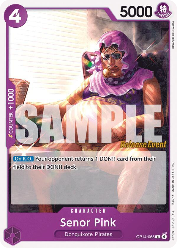 Senor Pink OP14-065 Release Event Stamp card, The Azure Sea's Seven