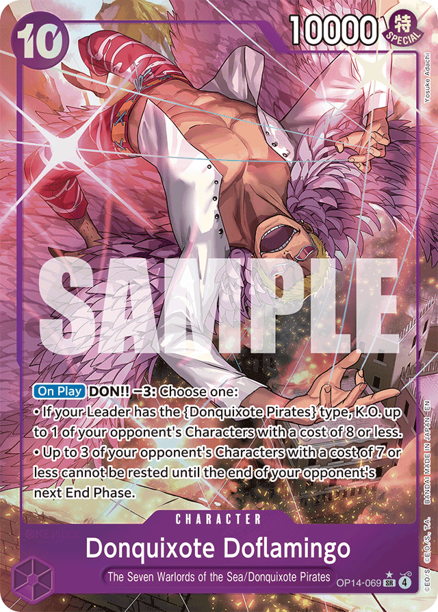 Donquixote Doflamingo OP14-069 Alt Art card, The Azure Sea's Seven