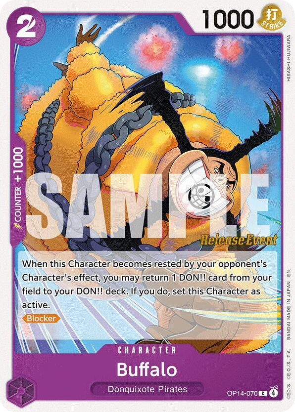 Buffalo OP14-070 Release Event Stamp card, The Azure Sea's Seven