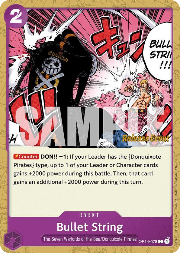 Bullet String OP14-078 Release Event Stamp card, The Azure Sea's Seven